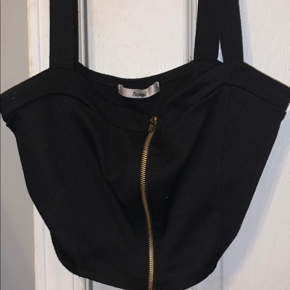 Papaya Zip Up Crop Top